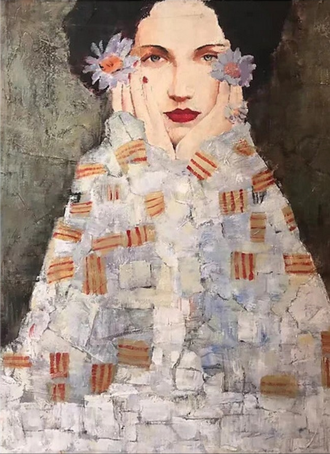 portrait femme à la manière de Klimt huile sur toile