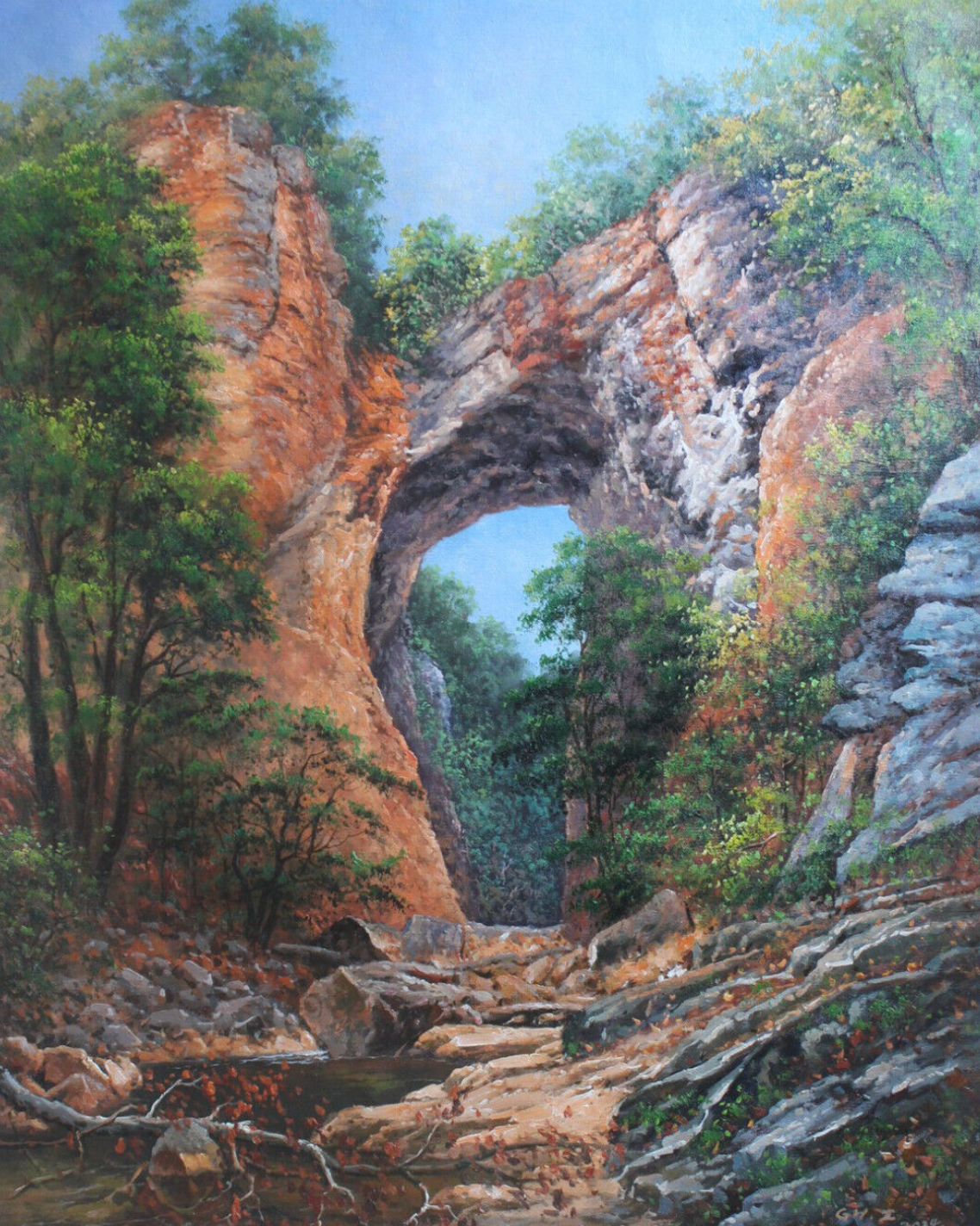 Repro David Johnson paysage ponts naturels en Virginie peinture à l'huile